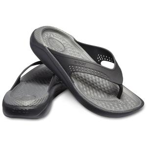 Sandalia Crocs Lite Ride Flip 205182 Feminino 35 PRETO/CINZA BLACK/SLATE/GREY