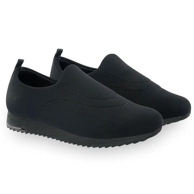 Tnis Slip On Preto Elastano Detalhe Costura PRETO 37 